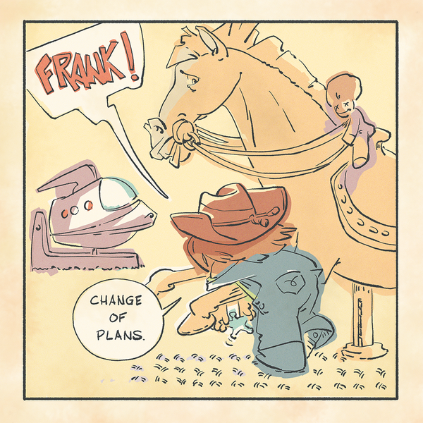 Frank's Friend of Clarence 'Otis' Dooley's Frank and his Friend with a coin operated horse and space ship.