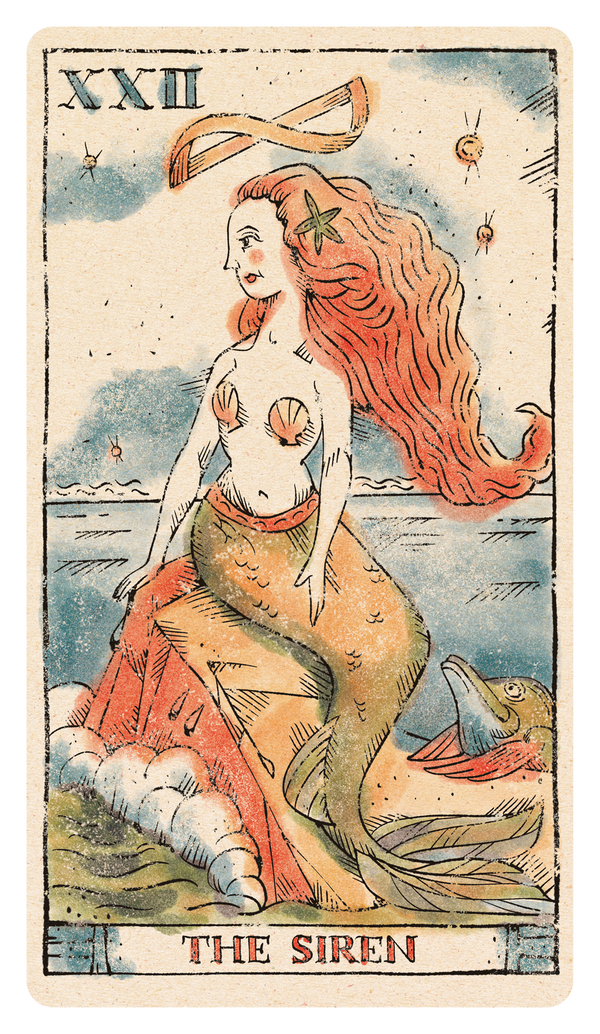 Illustrated card number XXII - The siren of the Tarot of Musterberg deck