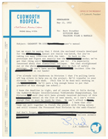 Cudworth-Hooper 1952 Memorandum