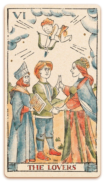 VI - The Lovers card of the Curio & Co. Tarot of Musterberg deck - The 79-card deck - for game and cartomancy - by Curio and Co. (www.curioandco.com - Curio and Co. OG)