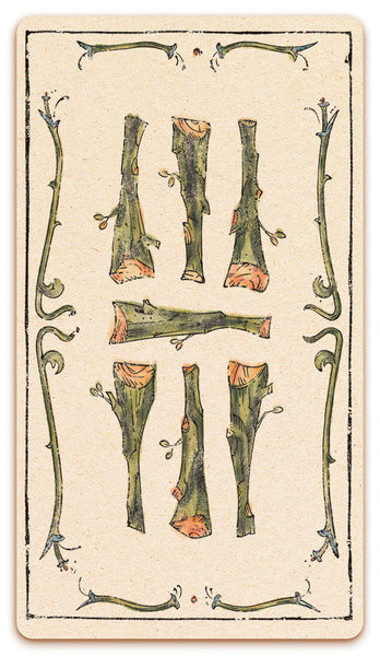 7 of Wands card of the Curio & Co. Tarot of Musterberg deck - The 79-card deck - for game and cartomancy - by Curio and Co. (www.curioandco.com - Curio and Co. OG)