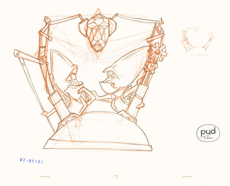  Jim Dewicky - animation production drawing - Two mantagons mining cristals