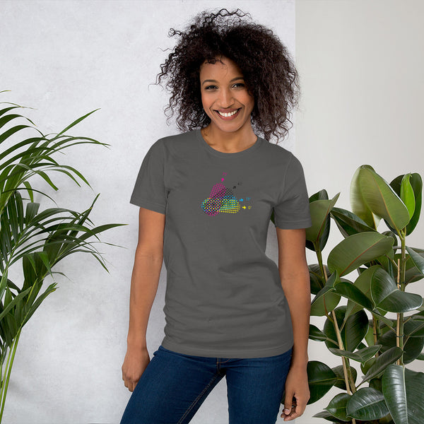 Unisex staple t-shirt asphalt gray front offset print rosetta pattern - 75˚ 45˚ 15˚ 0˚
