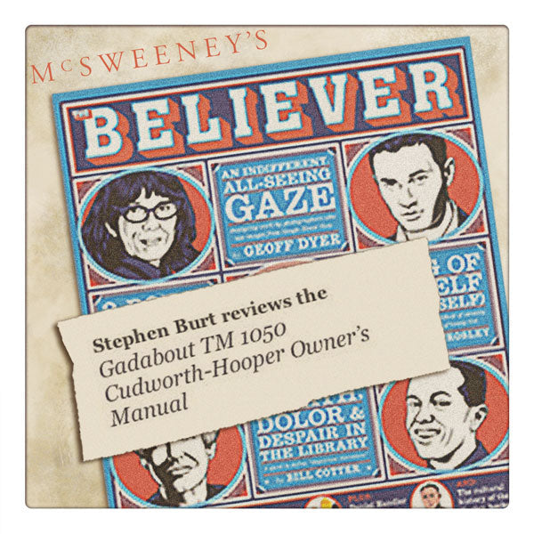 Gadabout Time Machien User's Manual in the Believer Magazine published by McSweeney's. Cover of Believer Magazine with quote on Gadabout review. Curio and Co. www.curioandco.com