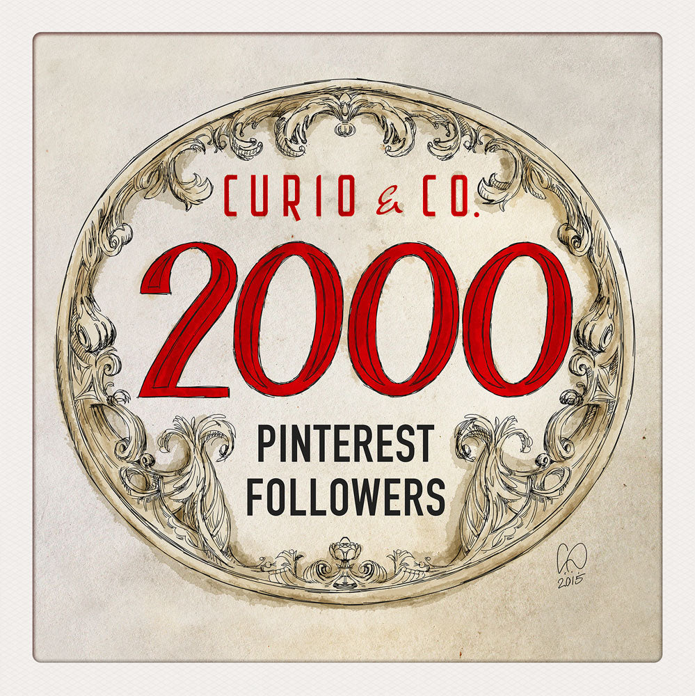 Curio & Co. celebrates 2000 followers on Pinterest. Image from www.curioandco.com