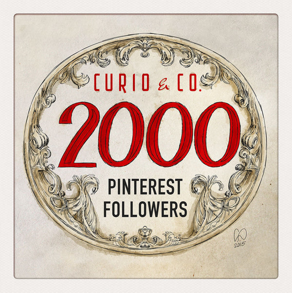 Curio & Co. celebrates 2000 followers on Pinterest. Image from www.curioandco.com