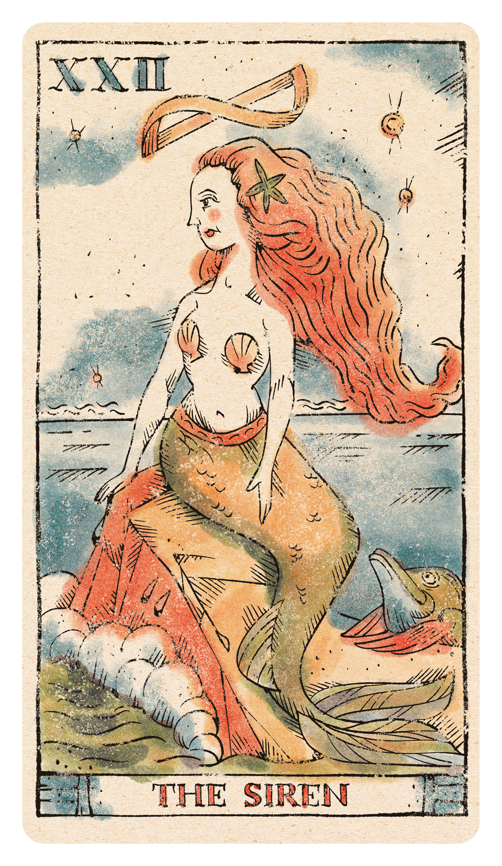 Illustrated card number XXII - The siren of the Tarot of Musterberg deck