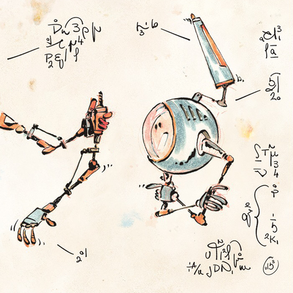 AZR-0 robots in the wild - detail of illustration - Curio & Co.