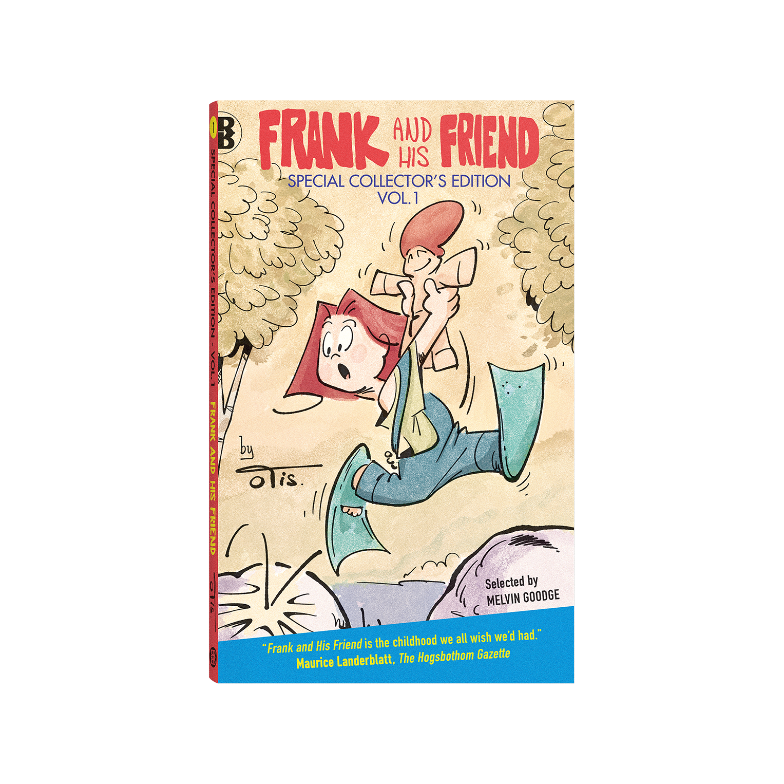 Book cover of Frank & His Friend Special Collector's Edition Vol.1 -  Kid jumping off rock with doll in his hands Ringer Publishing Paperbacks.