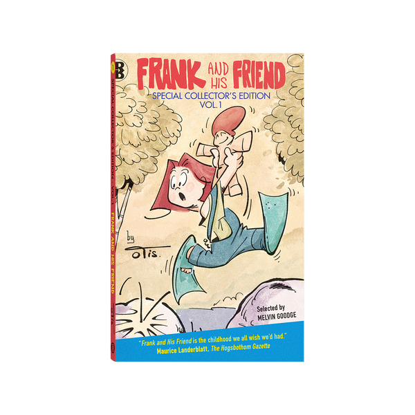 Book cover of Frank & His Friend Special Collector's Edition Vol.1 -  Kid jumping off rock with doll in his hands Ringer Publishing Paperbacks.