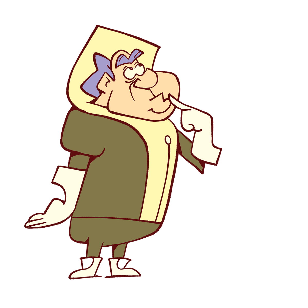 Cartoon character from Spaceman Jax, Tarloc looking puzzled