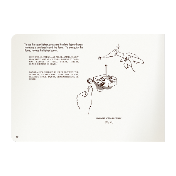 page 50 How to use cigar lighter with simulated wood fire flame instructions and figure illustration