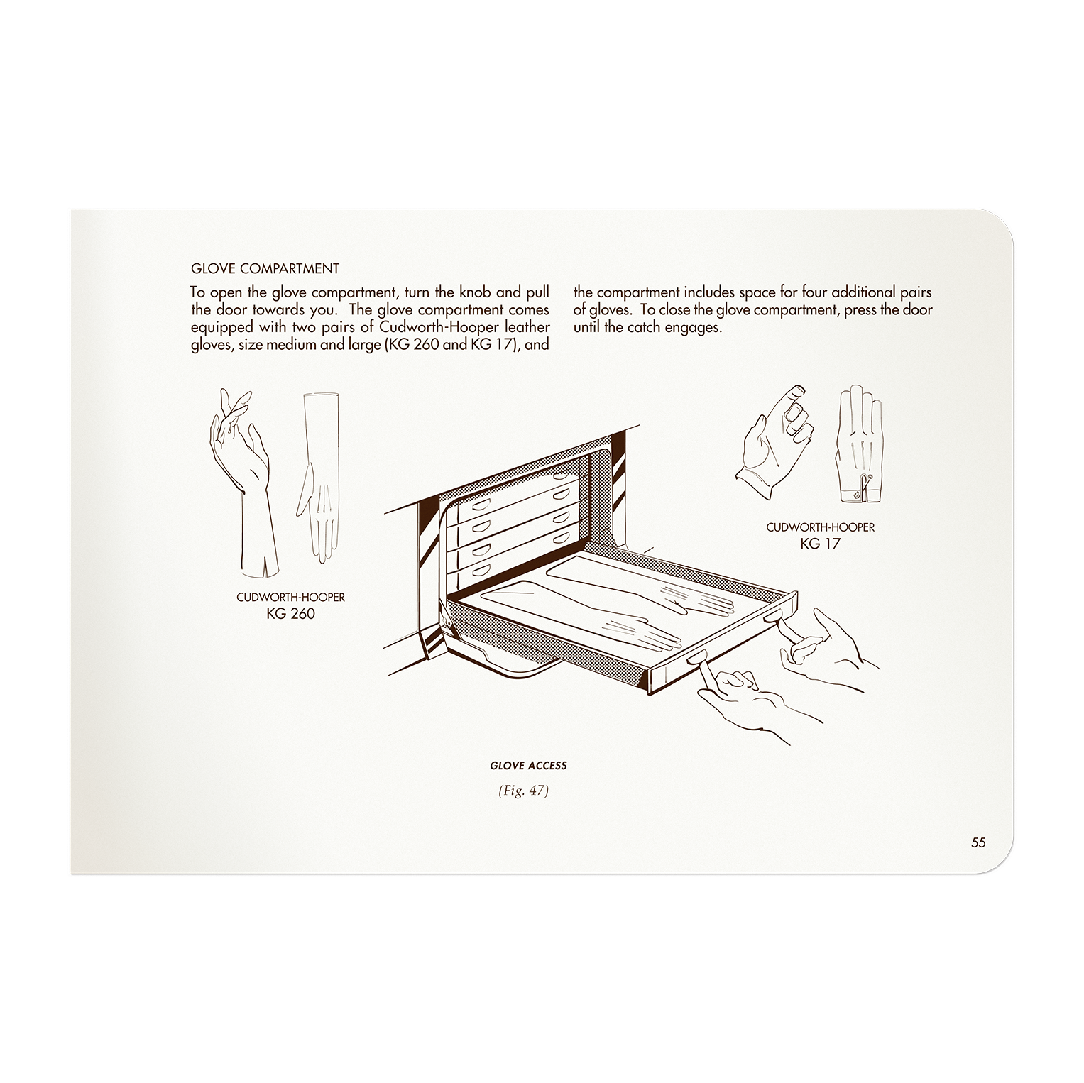 pg 55 Gadabout TM 1050 time machine how to access the glove compartment instructions and and figure