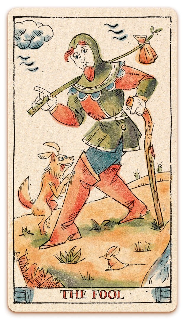 The Fool card of the Curio & Co. Tarot of Musterberg deck - The 79-card deck - for game and cartomancy - by Curio and Co. (www.curioandco.com - Curio and Co. OG)