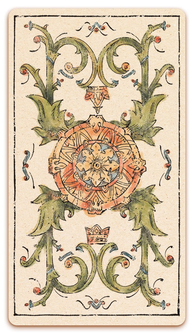 Ace of Coins card of the Curio & Co. Tarot of Musterberg deck - The 79-card deck - for game and cartomancy - by Curio and Co. (www.curioandco.com - Curio and Co. OG)