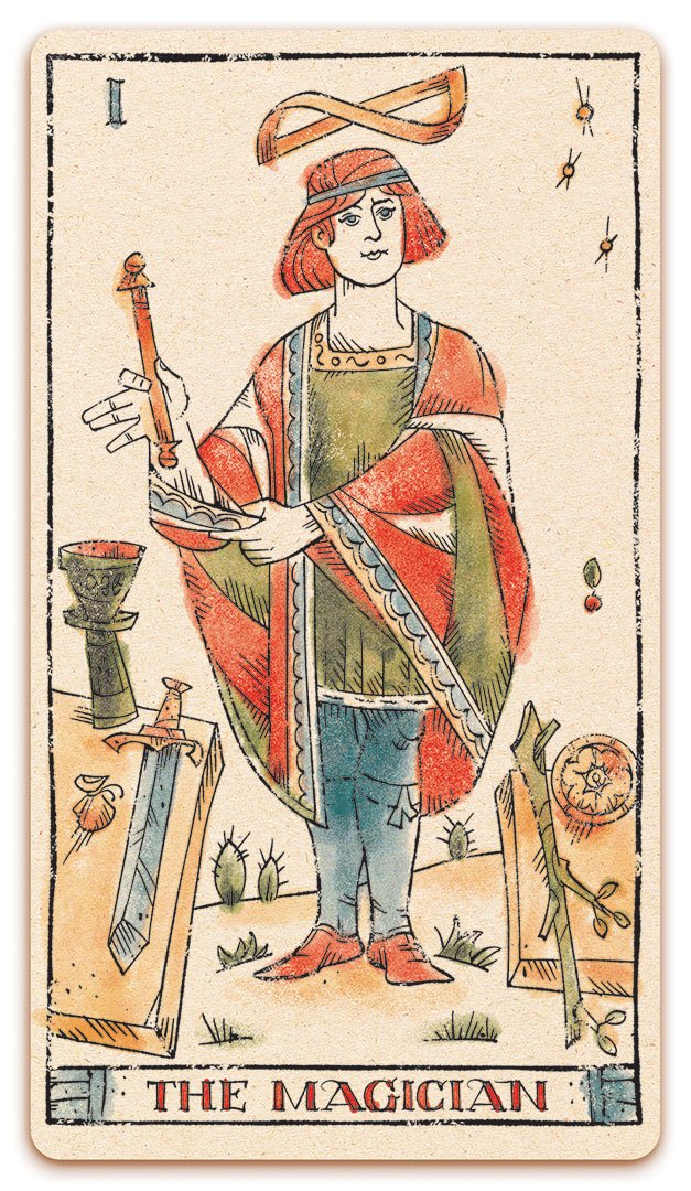 I - The Magician card of the Curio & Co. Tarot of Musterberg deck - The 79-card deck - for game and cartomancy - by Curio and Co. (www.curioandco.com - Curio and Co. OG)