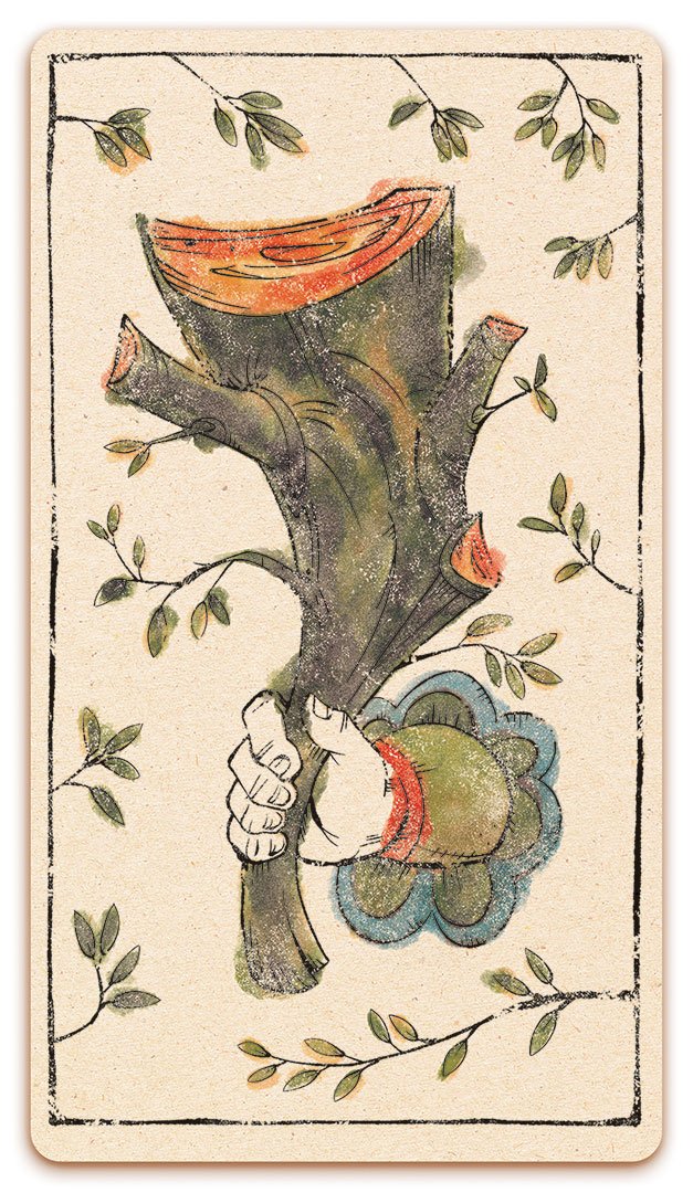 Ace of Wands card of the Curio & Co. Tarot of Musterberg deck - The 79-card deck - for game and cartomancy - by Curio and Co. (www.curioandco.com - Curio and Co. OG)