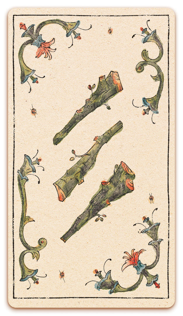 3 of Wands card of the Curio & Co. Tarot of Musterberg deck - The 79-card deck - for game and cartomancy - by Curio and Co. (www.curioandco.com - Curio and Co. OG)