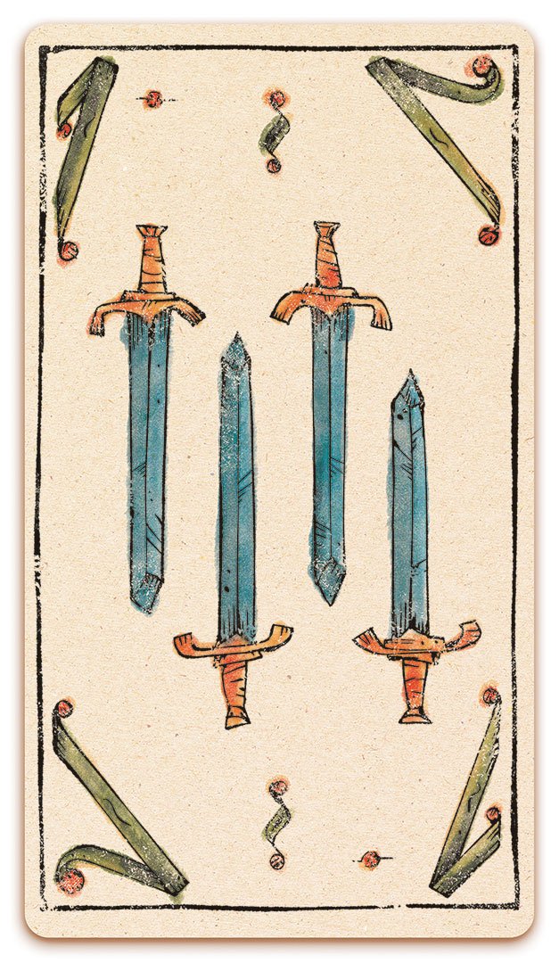 4 of Swords card of the Curio & Co. Tarot of Musterberg deck - The 79-card deck - for game and cartomancy - by Curio and Co. (www.curioandco.com - Curio and Co. OG)