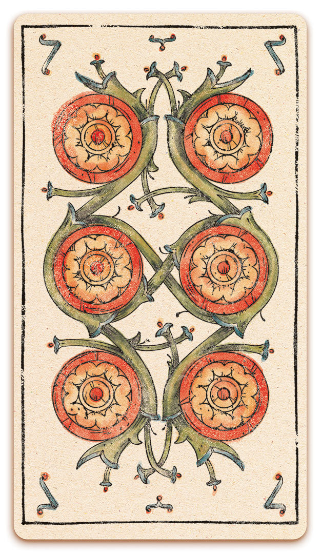 6 of Coins card of the Curio & Co. Tarot of Musterberg deck - The 79-card deck - for game and cartomancy - by Curio and Co. (www.curioandco.com - Curio and Co. OG)