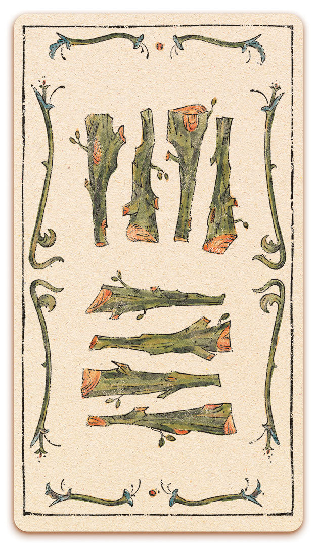 8 of Wands card of the Curio & Co. Tarot of Musterberg deck - The 79-card deck - for game and cartomancy - by Curio and Co. (www.curioandco.com - Curio and Co. OG)
