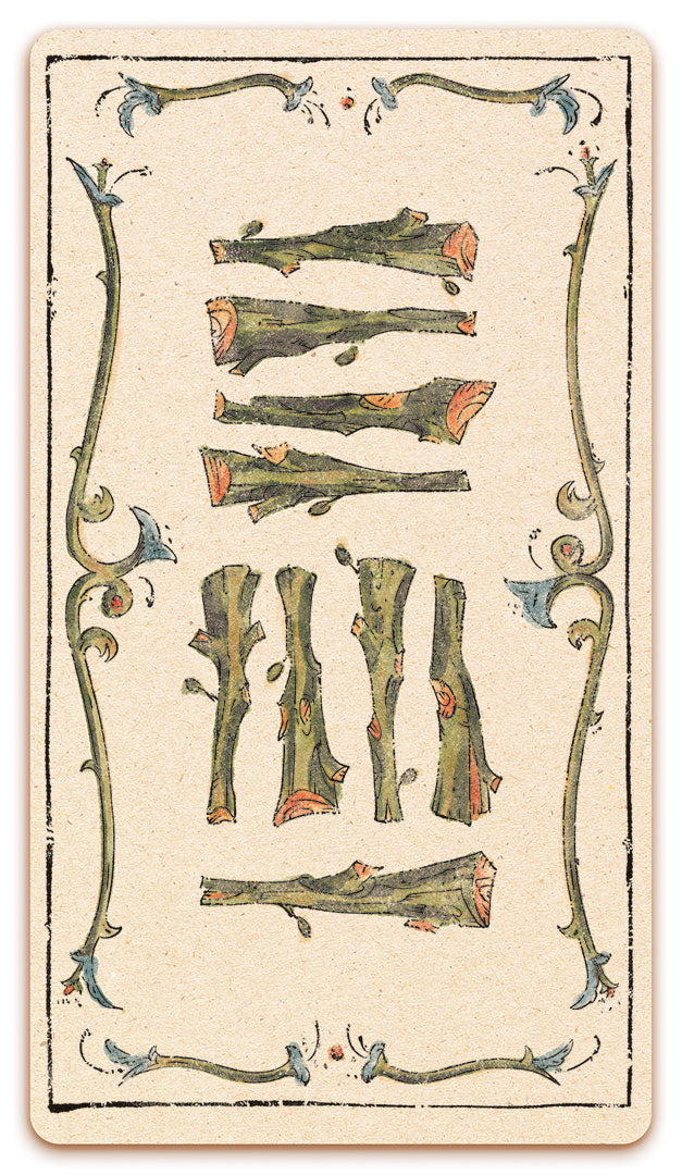 9 of Wands card of the Curio & Co. Tarot of Musterberg deck - The 79-card deck - for game and cartomancy - by Curio and Co. (www.curioandco.com - Curio and Co. OG)