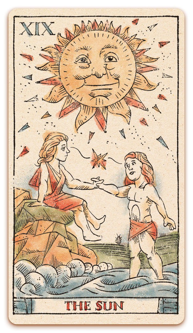 XIX - The Sun card of the Curio & Co. Tarot of Musterberg deck - The 79-card deck - for game and cartomancy - by Curio and Co. (www.curioandco.com - Curio and Co. OG)
