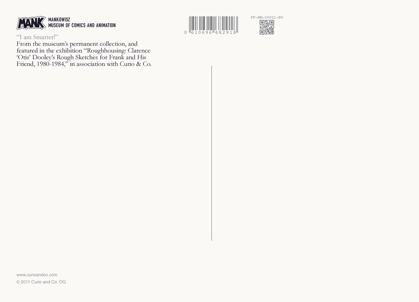 drawings by Clarence 'Otis' Dooley - back of acid free paper postcard