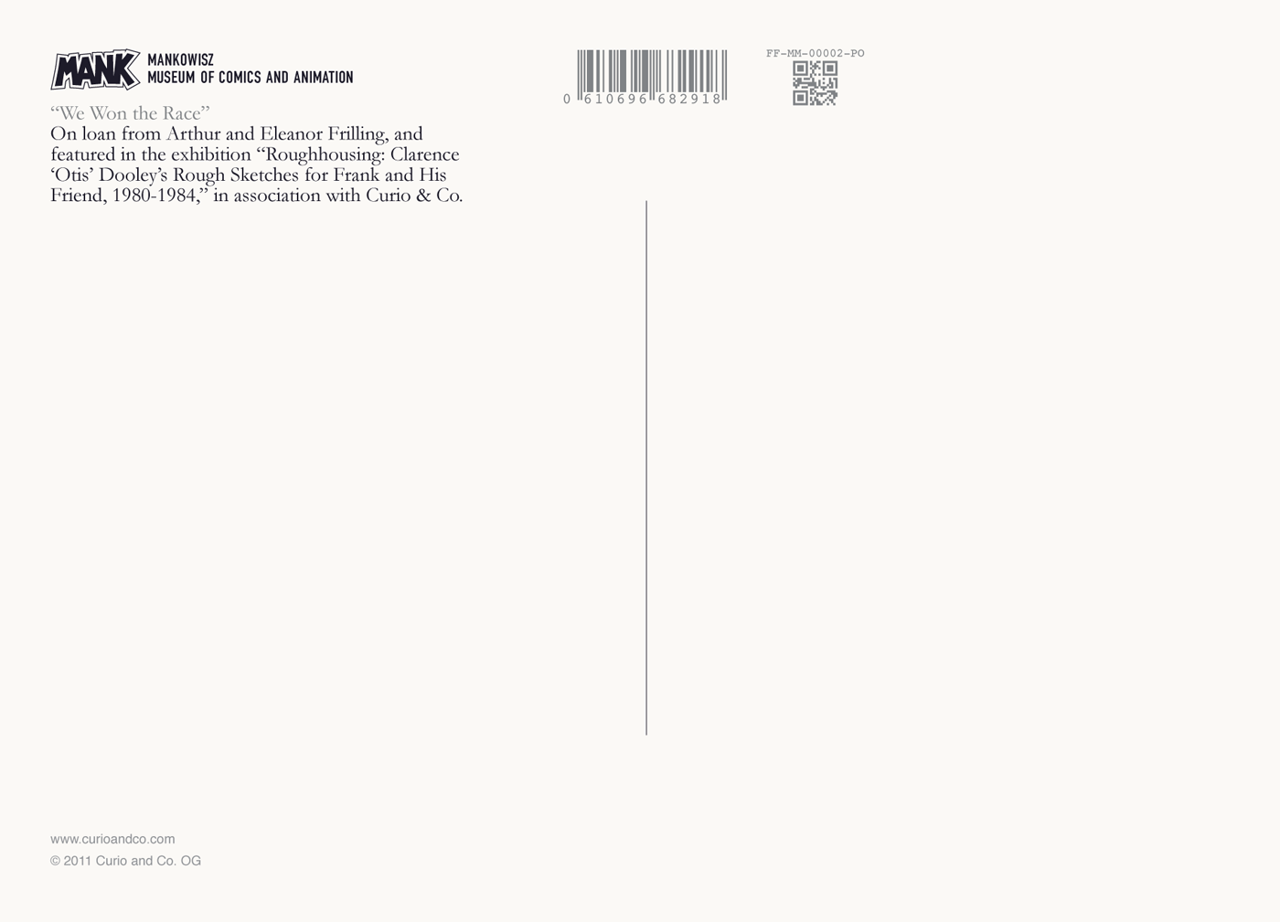 drawings by Clarence 'Otis' Dooley - back of acid free paper postcard