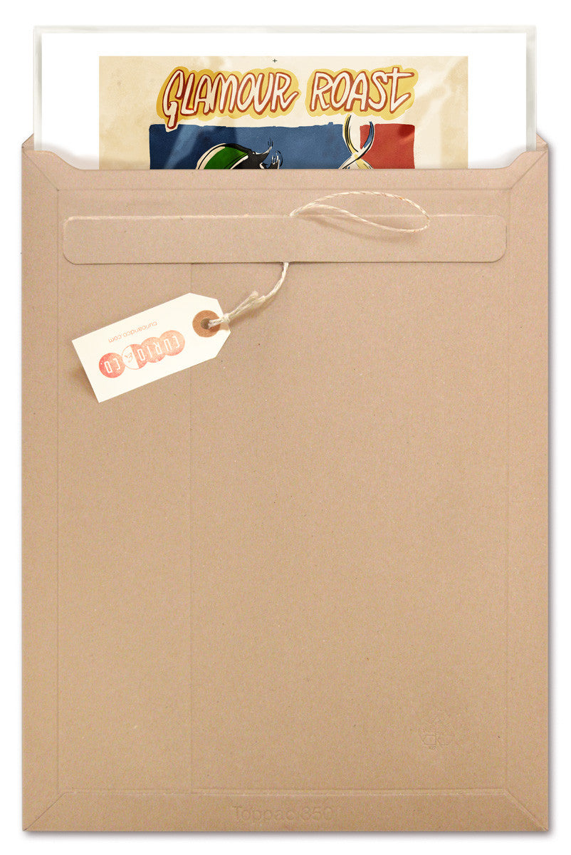 Illustrated vintage poster ad with flapper drinking coffee (circa 1920's) "Exotic Aroma" - in packaging