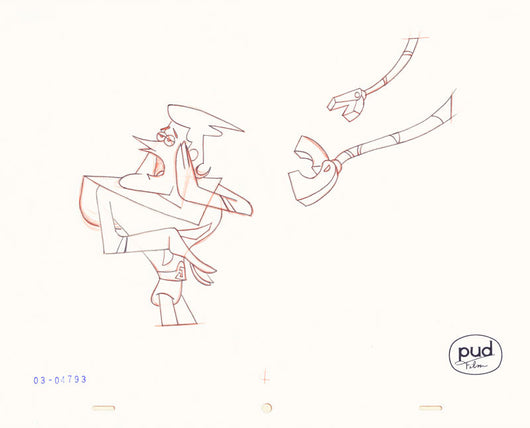  Jim Dewicky - animation production drawing - Jax calls while robot hand encroach 
