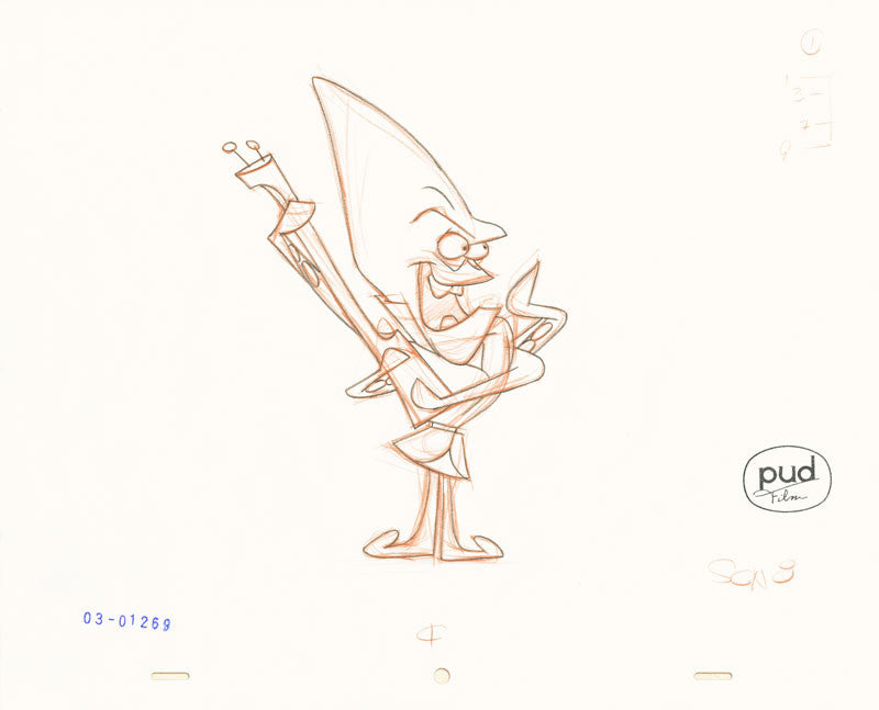  Jim Dewicky - animation production drawing - Mantagon plays guitar 